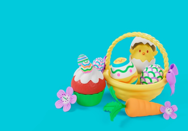 Easter background with decorated eggs