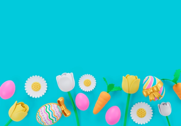 Easter background with decorated eggs