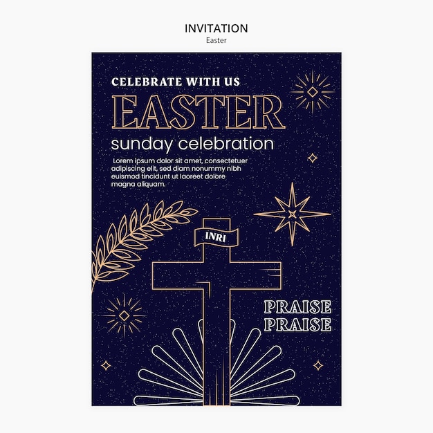 Free PSD easter celebration invitation template