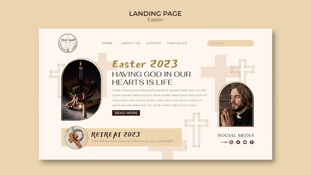 Free PSD easter celebration landing page template