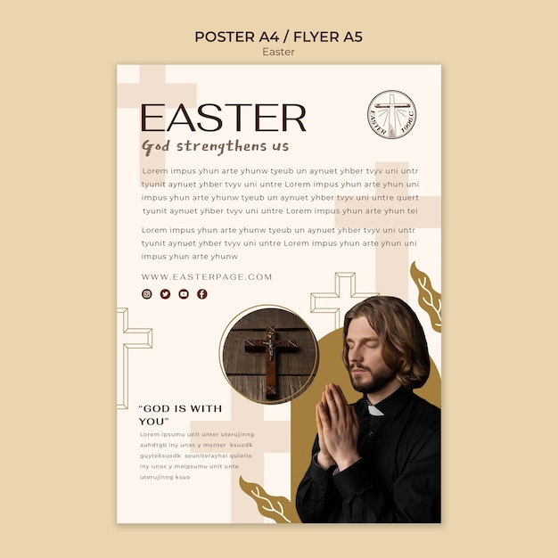 Free PSD easter celebration poster template