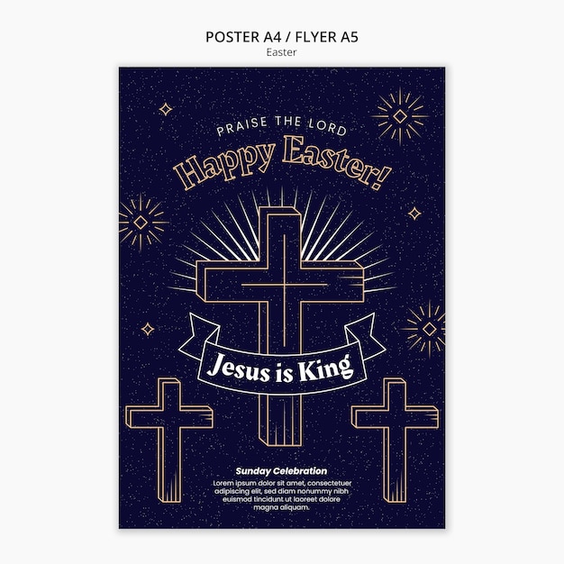 Free PSD easter celebration poster template