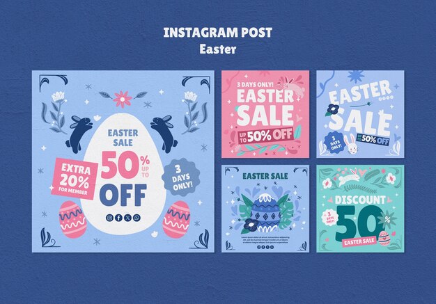 Free PSD easter day celebration  instagram posts