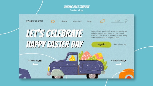 Free PSD easter day celebration landing page  template