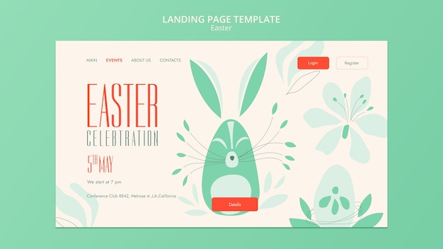 Free PSD easter day celebration landing page template