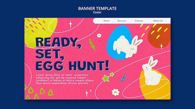 Free PSD easter day celebration landing page  template