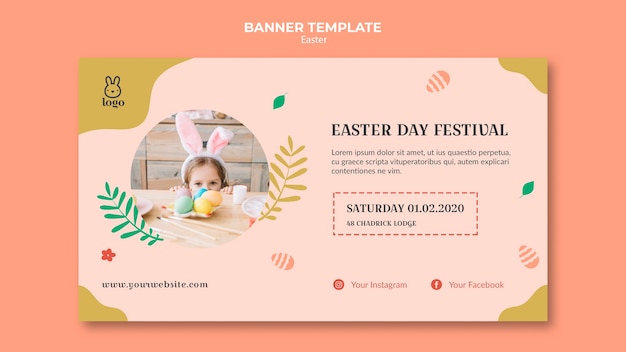 Easter day festival banner with photo