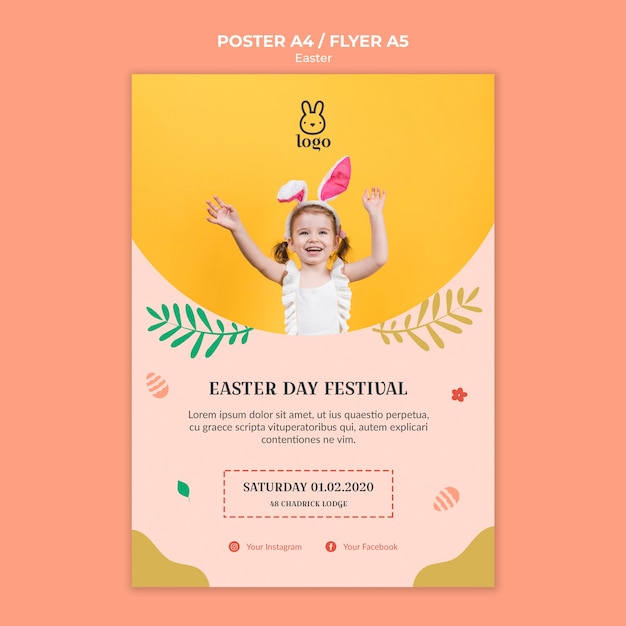 Free PSD easter day festival poster