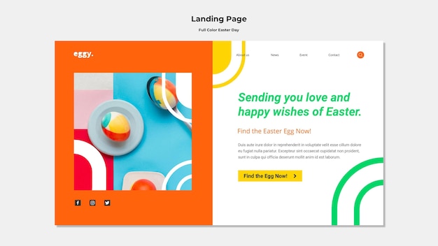 Easter day landing page with colorful details