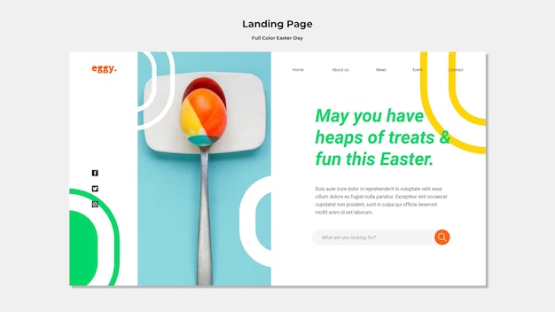 Free PSD easter day landing page with colorful details