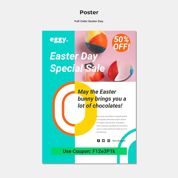 Easter day poster with colorful details