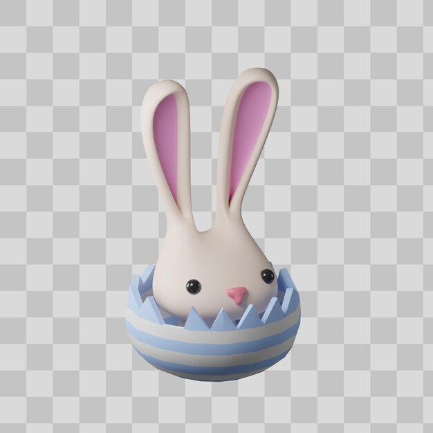 Easter egg with rabbit 3d illustration