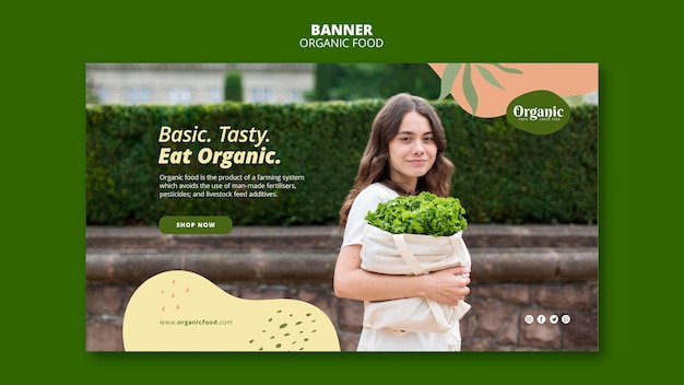 Free PSD eat organic and healthy banner web template