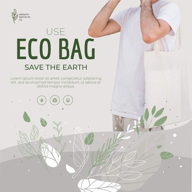 Free PSD eco bag recycle for environment and humans