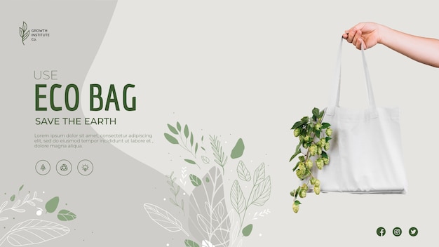 Free PSD eco bag for veggies and shopping banner template