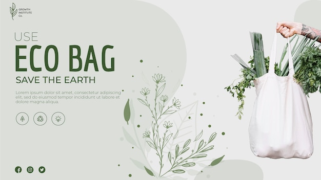 Free PSD eco bag for veggies and shopping banner