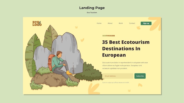 Free PSD eco tourism concept landing page template