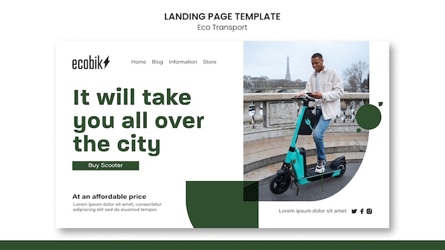 Free PSD eco transport landing page template