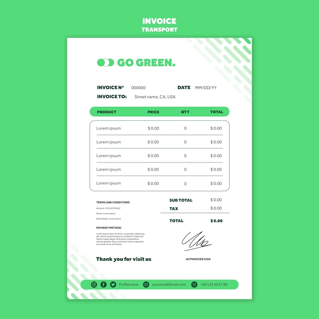 Free PSD eco transportation invoice template