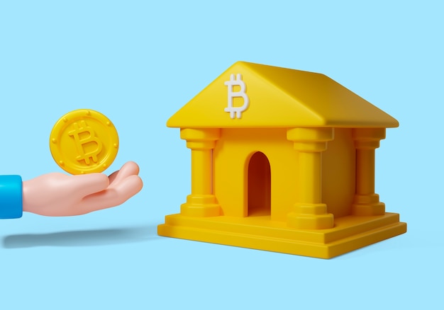 Ed illustration of cryptocurrency with bank