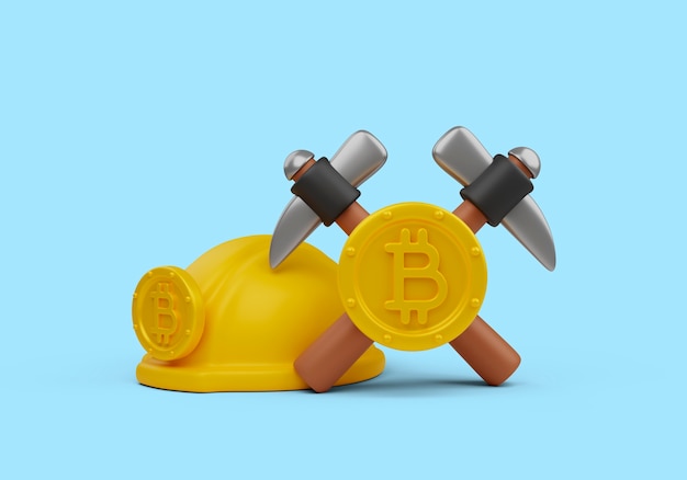 Free PSD ed illustration of cryptocurrency with mining gear