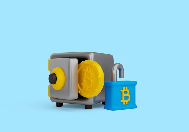 Free PSD ed illustration of cryptocurrency with safe box and lock