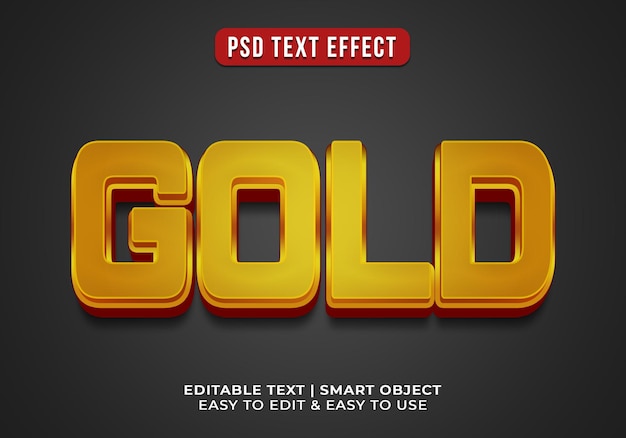 Free PSD editable 3d style gold text effect