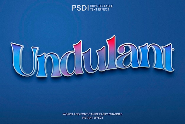 Free PSD editable blue waving text effect