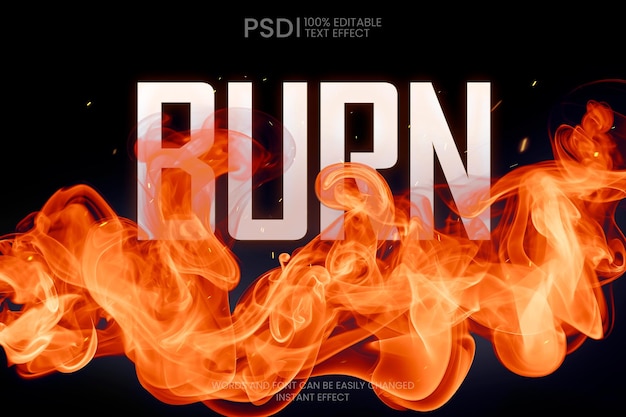 Free PSD editable burn text effect