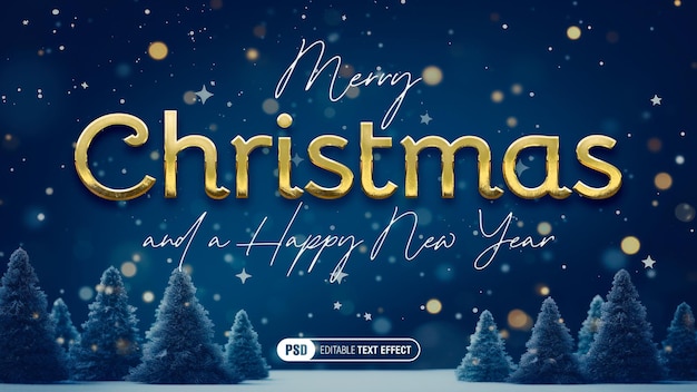 Free PSD editable elegant christmas gold text effect