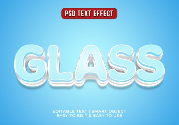 Free PSD editable glass text effect template