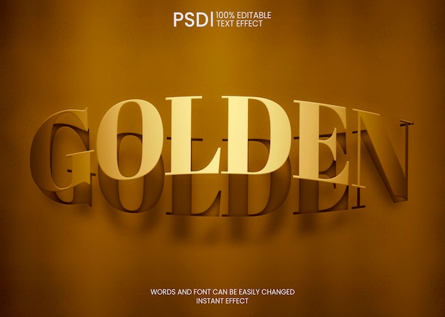 Free PSD editable golden sticker text effect