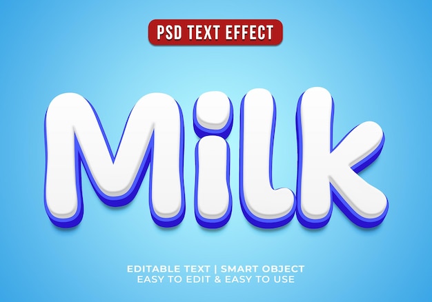 Free PSD editable milk style 3d text effect