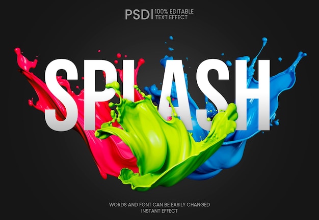 Free PSD editable paint splash text effect