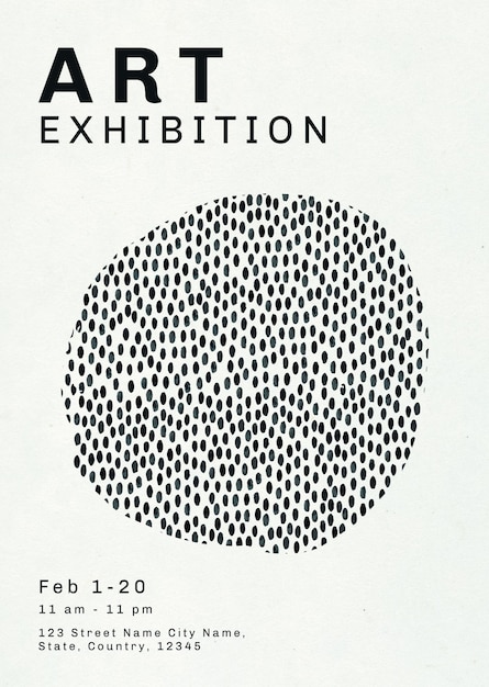 Editable poster template psd with ink brush pattern for art exhibition