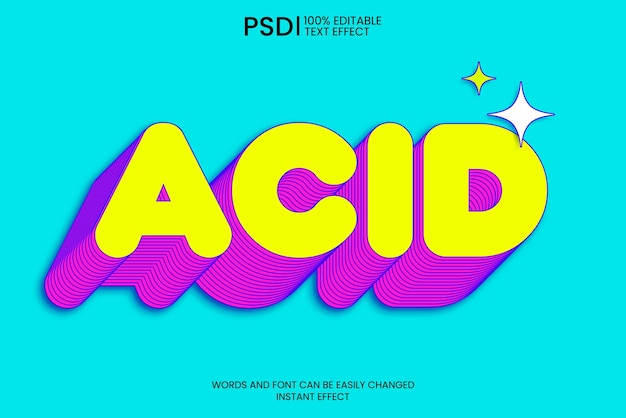 Free PSD editable text effect with layers and acid colors