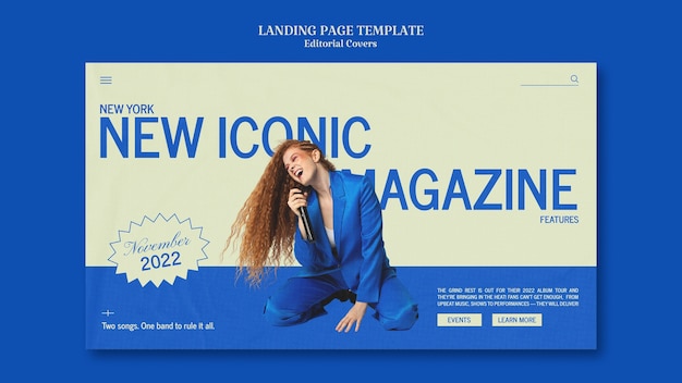 Free PSD editorial magazine launch landing page template