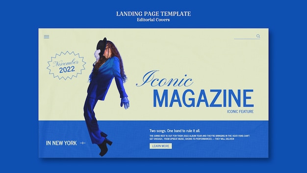 Free PSD editorial magazine launch landing page template