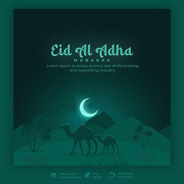 Eid al adha mubarak islamic festival social media banner template