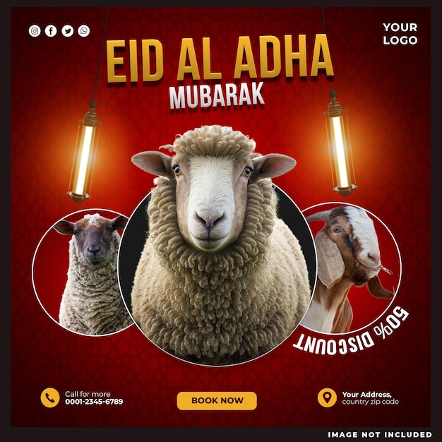 Eid al adha mubarak social media post design template