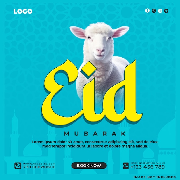 Free PSD eid al adha post mubarak islamic festival social media design