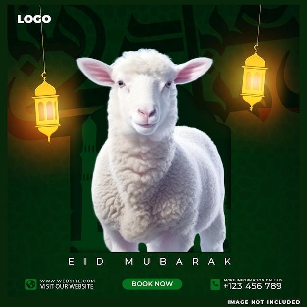 Free PSD eid al adha post mubarak islamic festival social media design