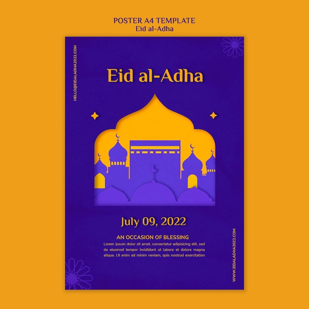 Eid al-adha vertical poster template with city