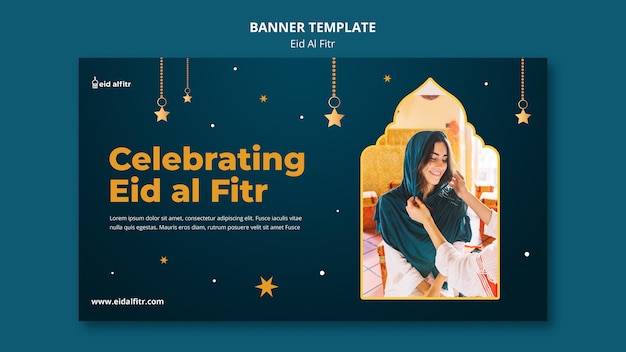 Eid al-fitr banner template with photo