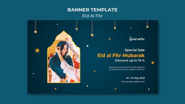 Eid al-fitr banner template with photo