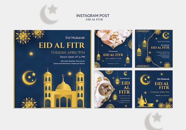 Free PSD eid al fitr celebration instagram posts