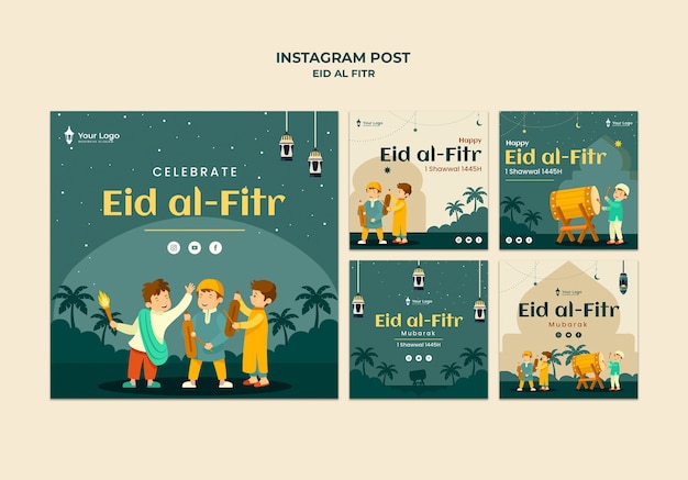 Free PSD eid al fitr celebration instagram posts