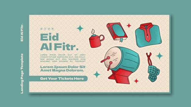 Free PSD eid al fitr celebration landing page  template