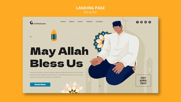 Free PSD eid al fitr celebration landing page  template