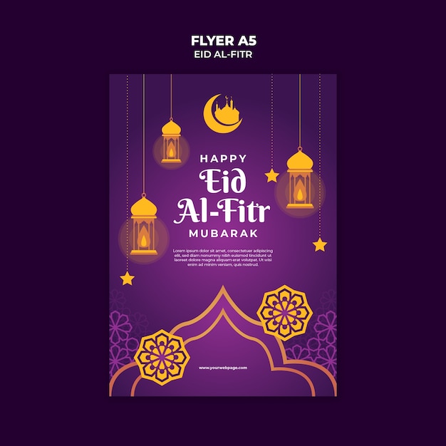 Free PSD eid al fitr celebration poster template